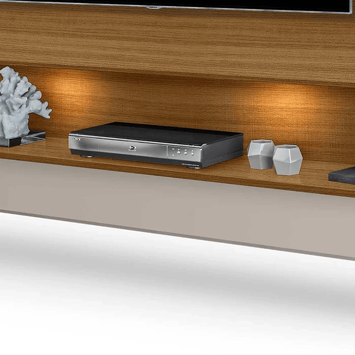 Rack com Painel Suspenso 75 Polegadas com LED Carvalho /Off White 2