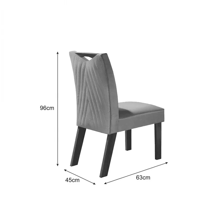 Conjunto Sala de Jantar Mesa Frisa e 4 Cadeiras Esparta Castanho /Pena Caramelo/Off White 6