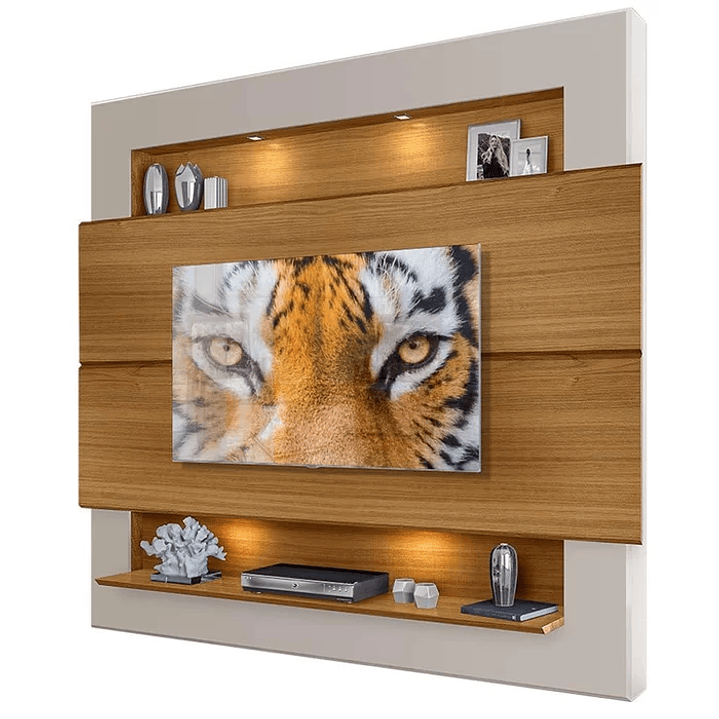 Rack com Painel Suspenso 75 Polegadas com LED Carvalho /Off White 3