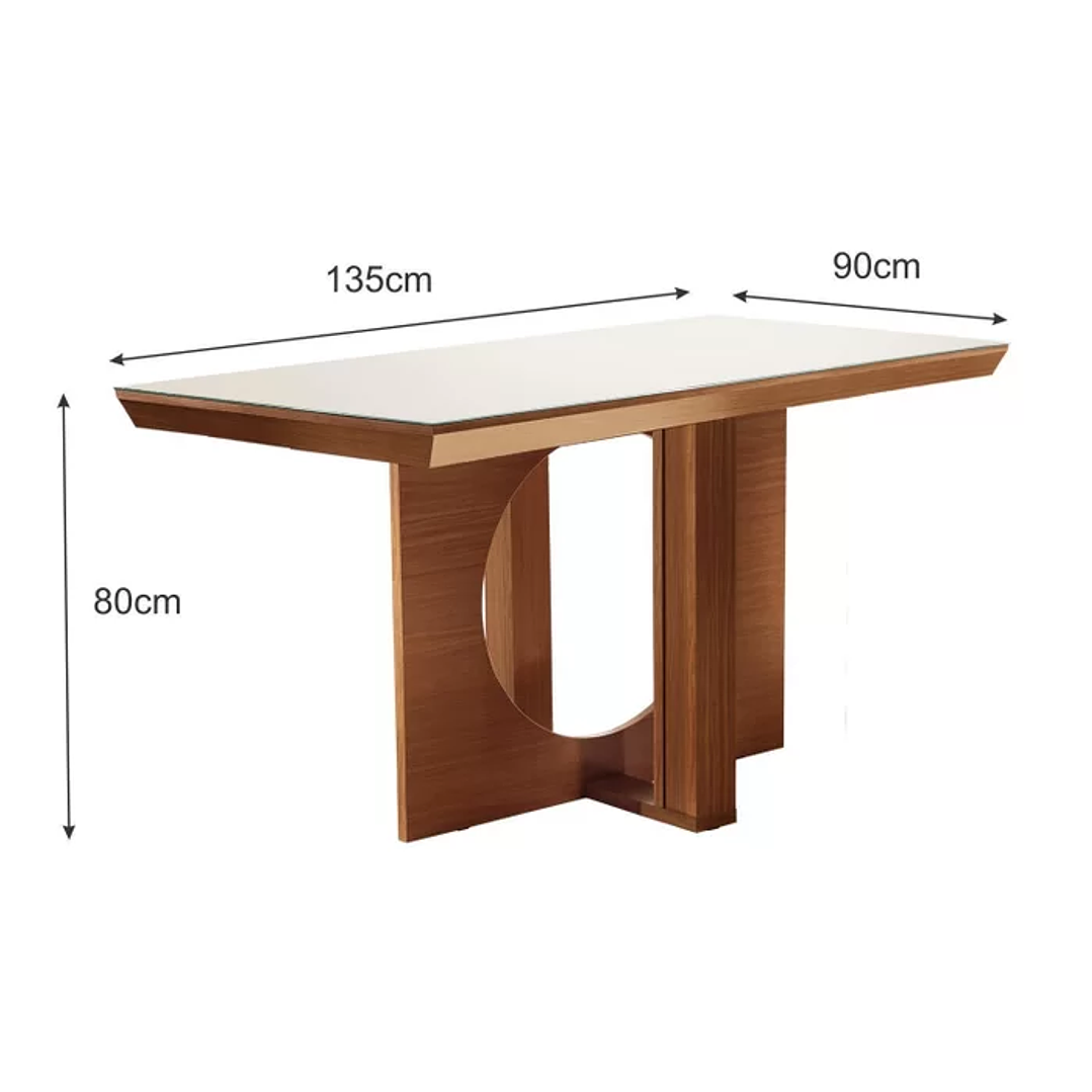 Conjunto Sala de Jantar Mesa Frisa e 4 Cadeiras Esparta Castanho /Pena Caramelo/Off White 7