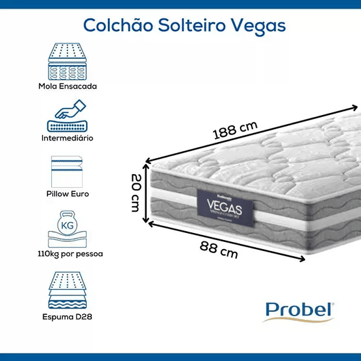 Colchão Solteiro Molas Ensacadas Prodormir Vegas 2