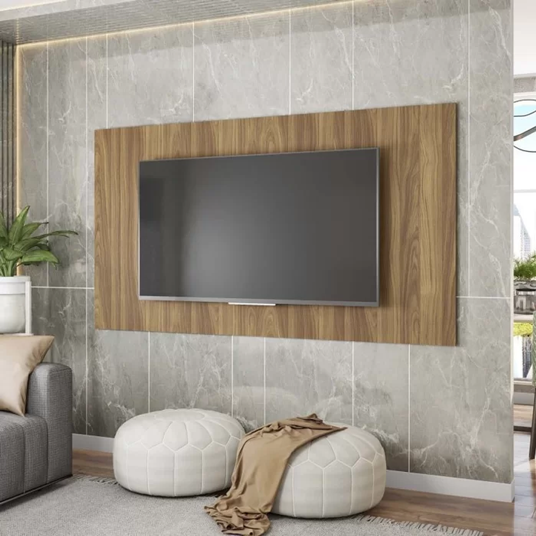 Rack com Painel para TV até 82 Polegadas 2 Portas 4 Nichos Multiverso Off White/Buriti 11