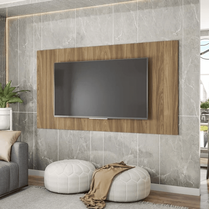 Rack com Painel para TV até 82 Polegadas 2 Portas 4 Nichos Multiverso Off White/Buriti 11