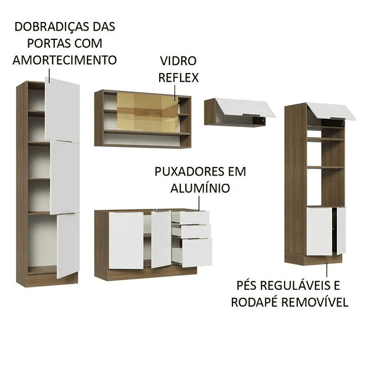 Armário de Cozinha Completa 330cm Rustic/Branco  3