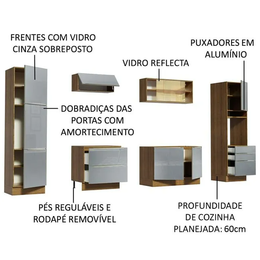 Armário de Cozinha Completa 320cm Rustic 5