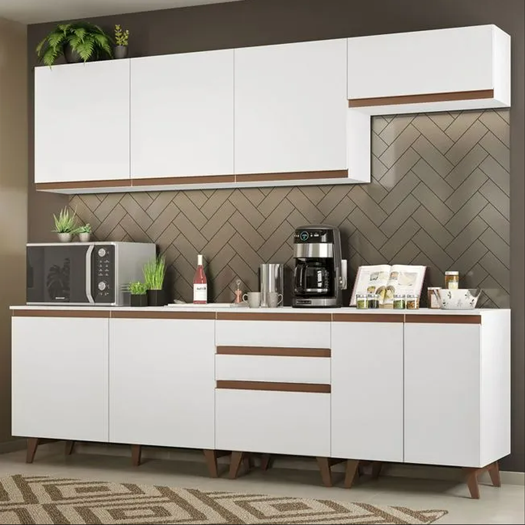 Armário de Cozinha Completa 250cm Branco  1