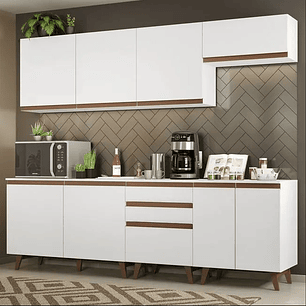 Armário de Cozinha Completa 250cm Branco 