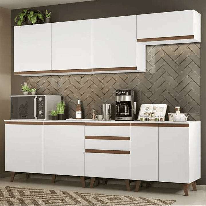 Armário de Cozinha Completa 250cm Branco  1