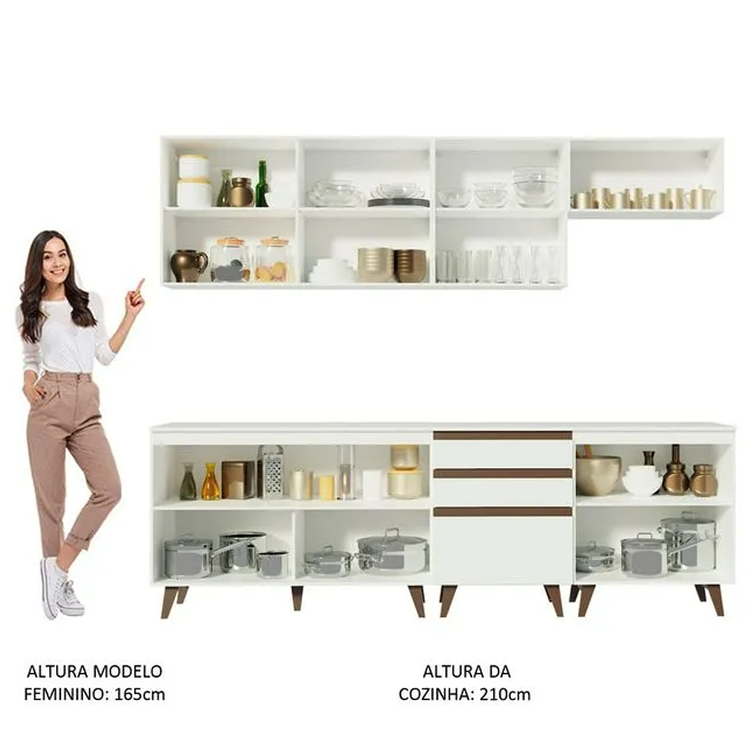 Armário de Cozinha Completa 250cm Branco  4