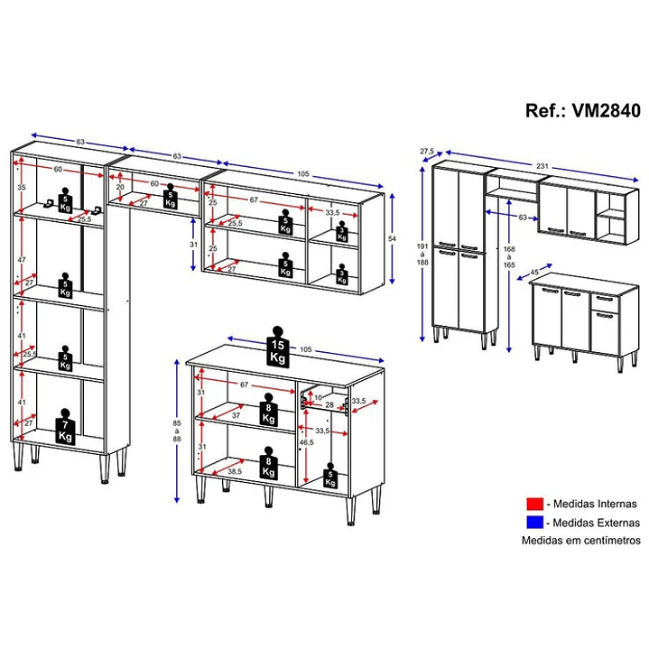 Cozinha Compacta com Armário e Balcão Xangai VM2840 6