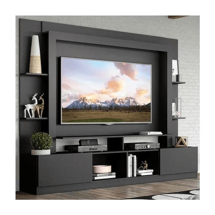 Estante Rack com Painel e Suporte TV 65 Polegadas Branco/Lacca Fume Branco/Lacca Fumê 3