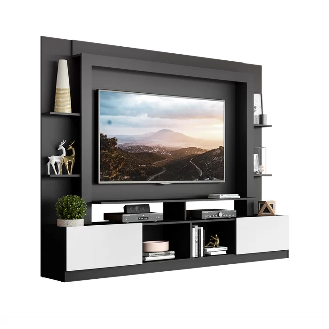 Estante Rack com Painel e Suporte TV 65 Polegadas Branco/Lacca Fume Branco/Lacca Fumê 5