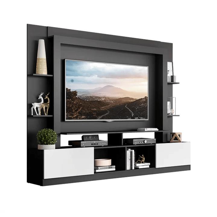 Estante Rack com Painel e Suporte TV 65 Polegadas Branco/Lacca Fume Branco/Lacca Fumê 5