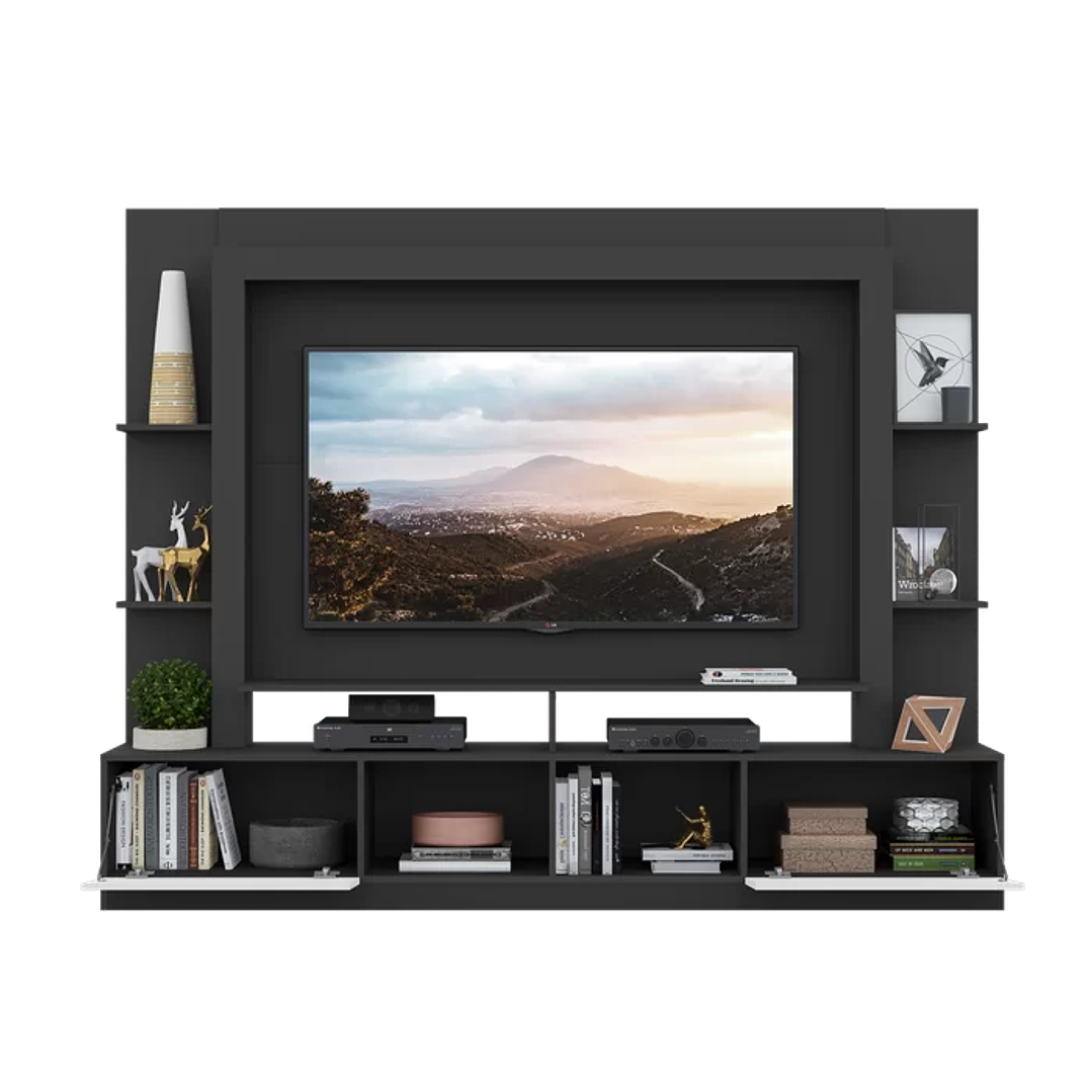 Estante Rack com Painel e Suporte TV 65 Polegadas Branco/Lacca Fume Branco/Lacca Fumê 8