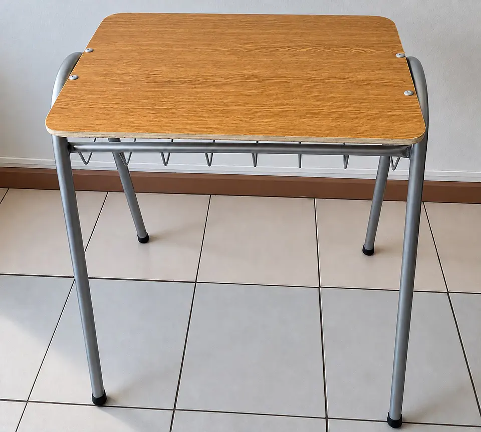 Pupitre unipersonal escolar estándar con parrilla 3