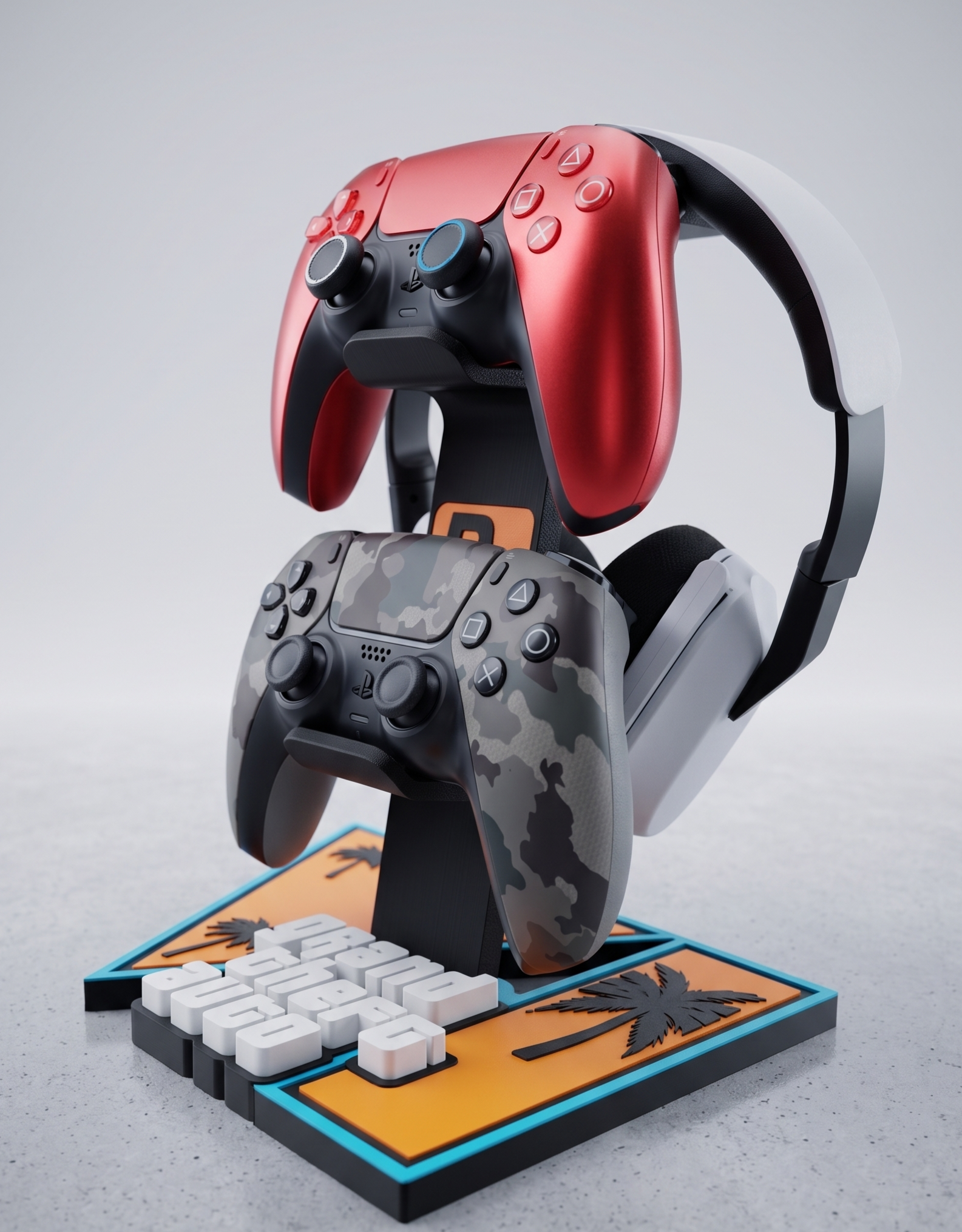 Soporte Gamer para 2 Mandos + Audífono – Estilo GTA VI 1