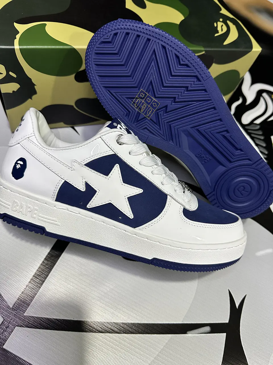 BAPE White & Navy BAPE STA  4