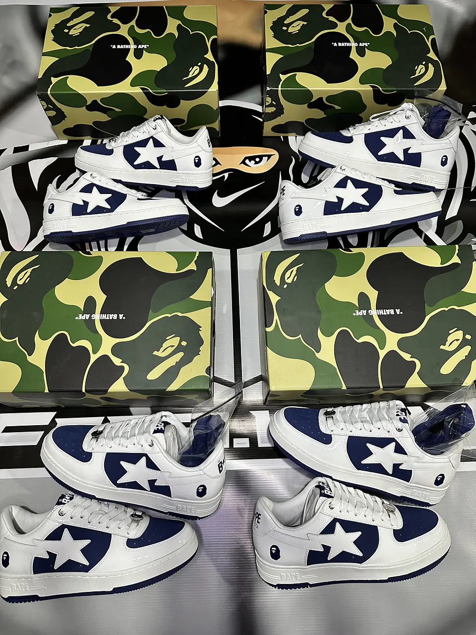 BAPE White & Navy BAPE STA  7