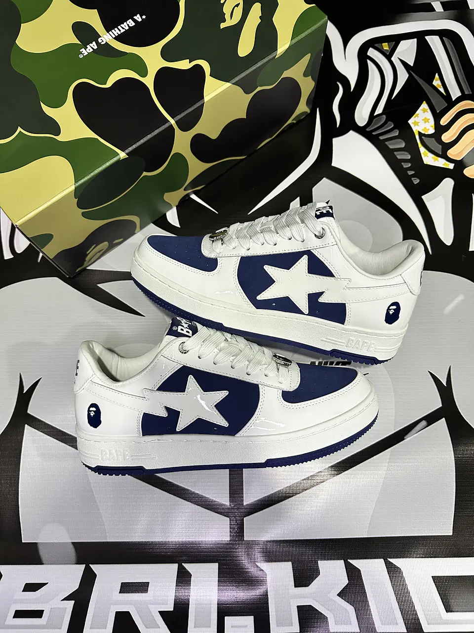 BAPE White & Navy BAPE STA  3