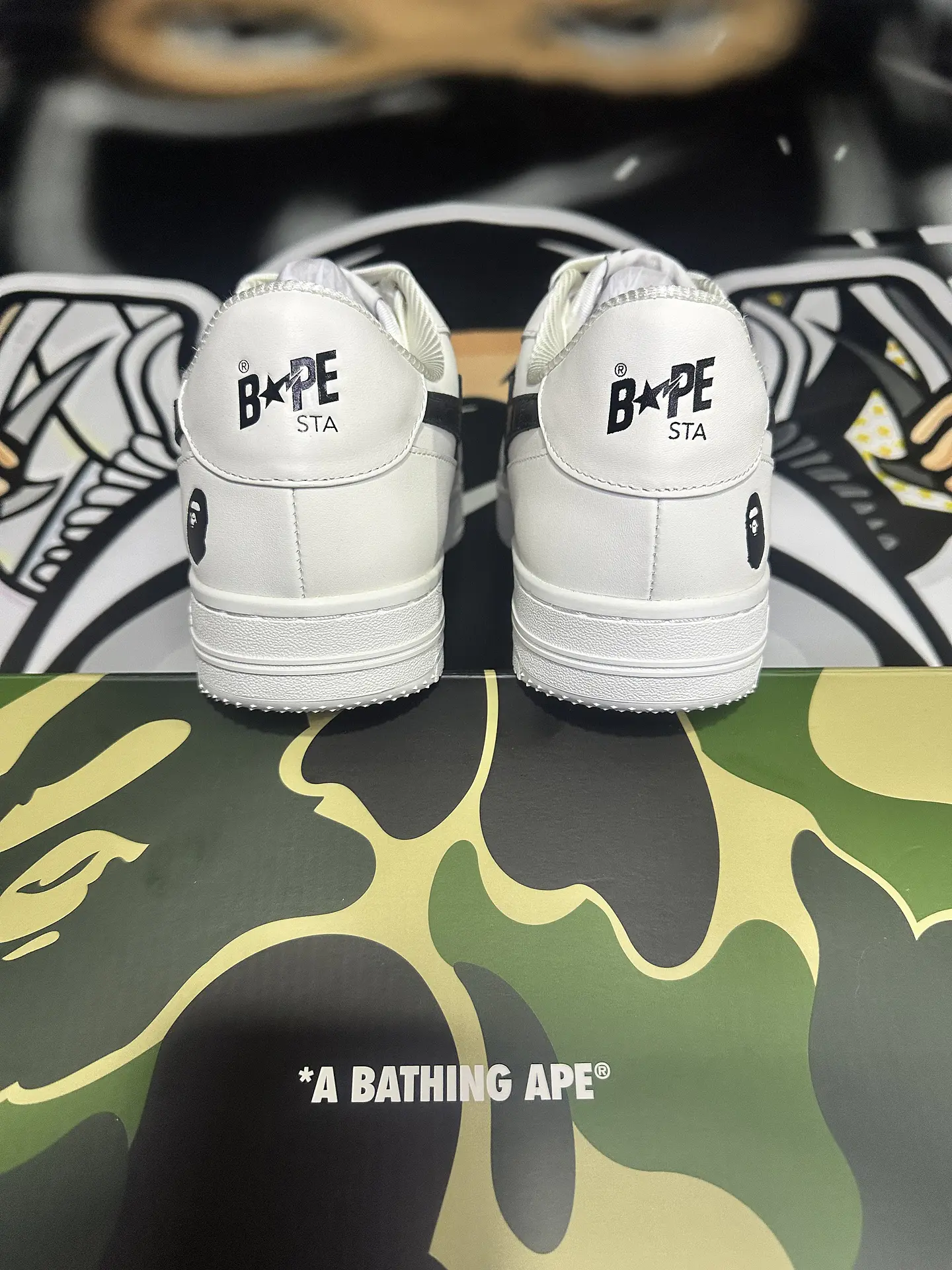 BAPE White & Black ‘BAPE’ STA Icon 4
