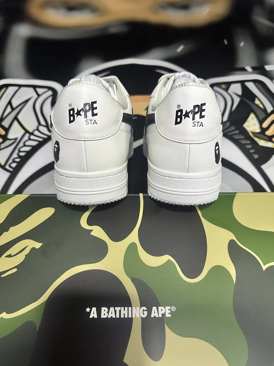 BAPE White & Black ‘BAPE’ STA Icon 4