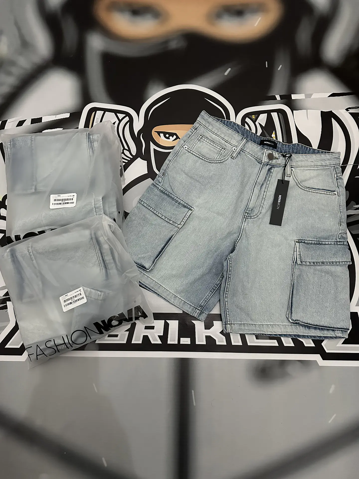 Short Fashion Nova Cargo Jeans sky blue 4