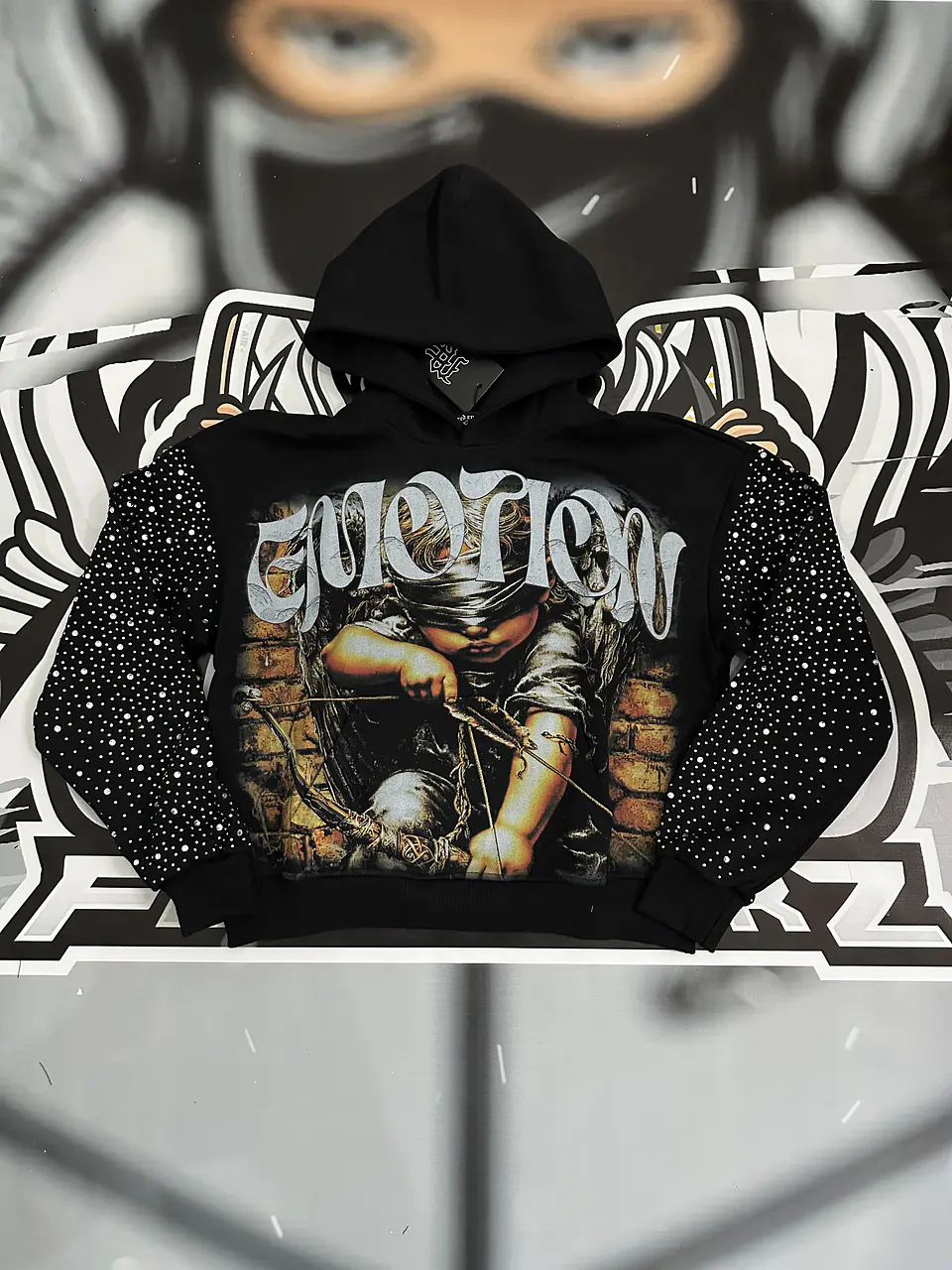 Mixed Emotion Archer Rhinestone Hoodie 1
