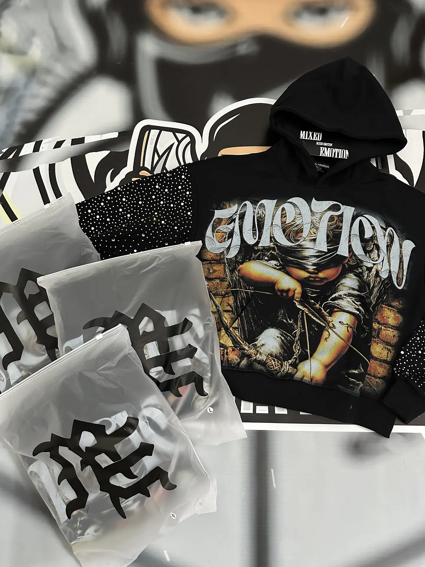 Mixed Emotion Archer Rhinestone Hoodie 6