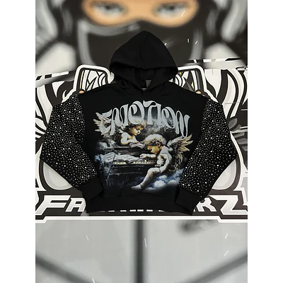 Mixed Emotion Fallen Angels Rhinestone Hoodie 