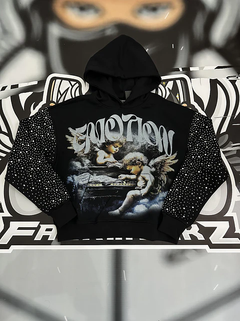 Mixed Emotion Fallen Angels Rhinestone Hoodie 