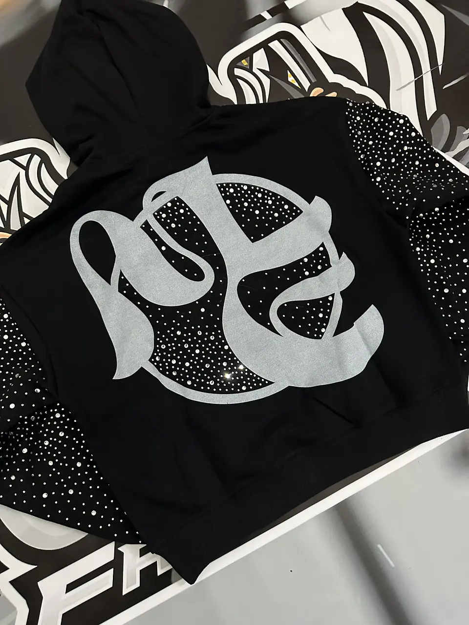 Mixed Emotion Fallen Angels Rhinestone Hoodie  5