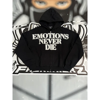 Mixed Emotion Black ‘End’ Rhinestone hoodie