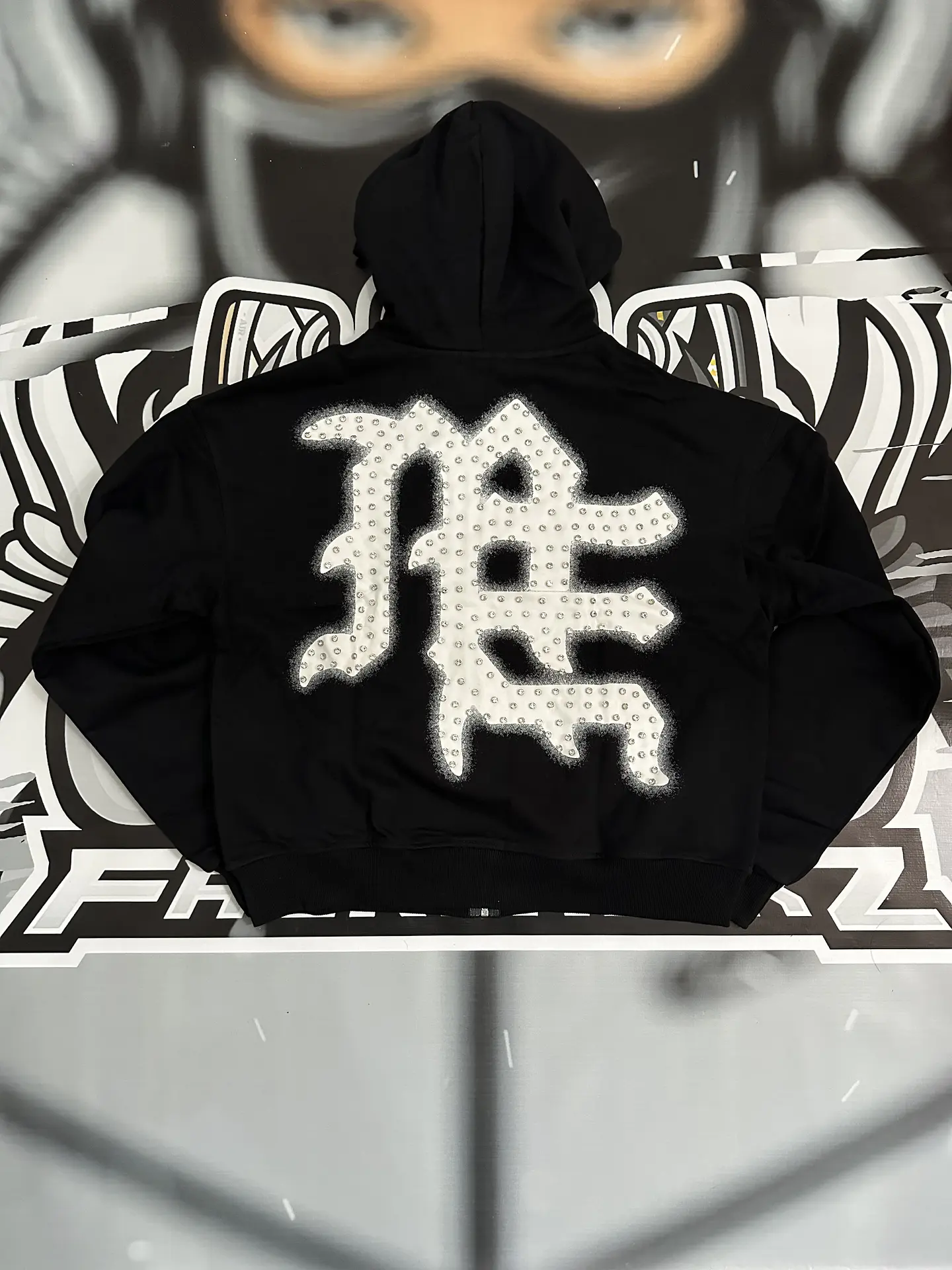 Mixed Emotion Black ‘End’ Rhinestone hoodie 3