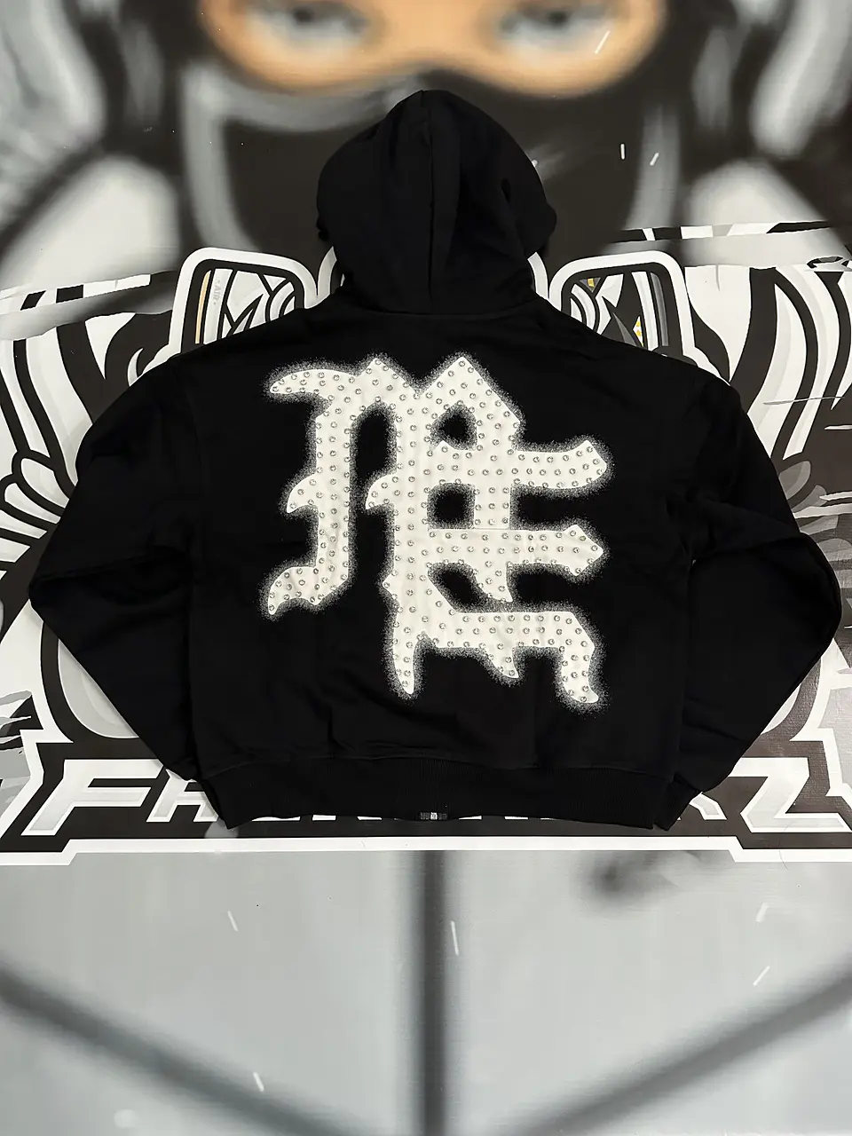 Mixed Emotion Black ‘End’ Rhinestone hoodie 3