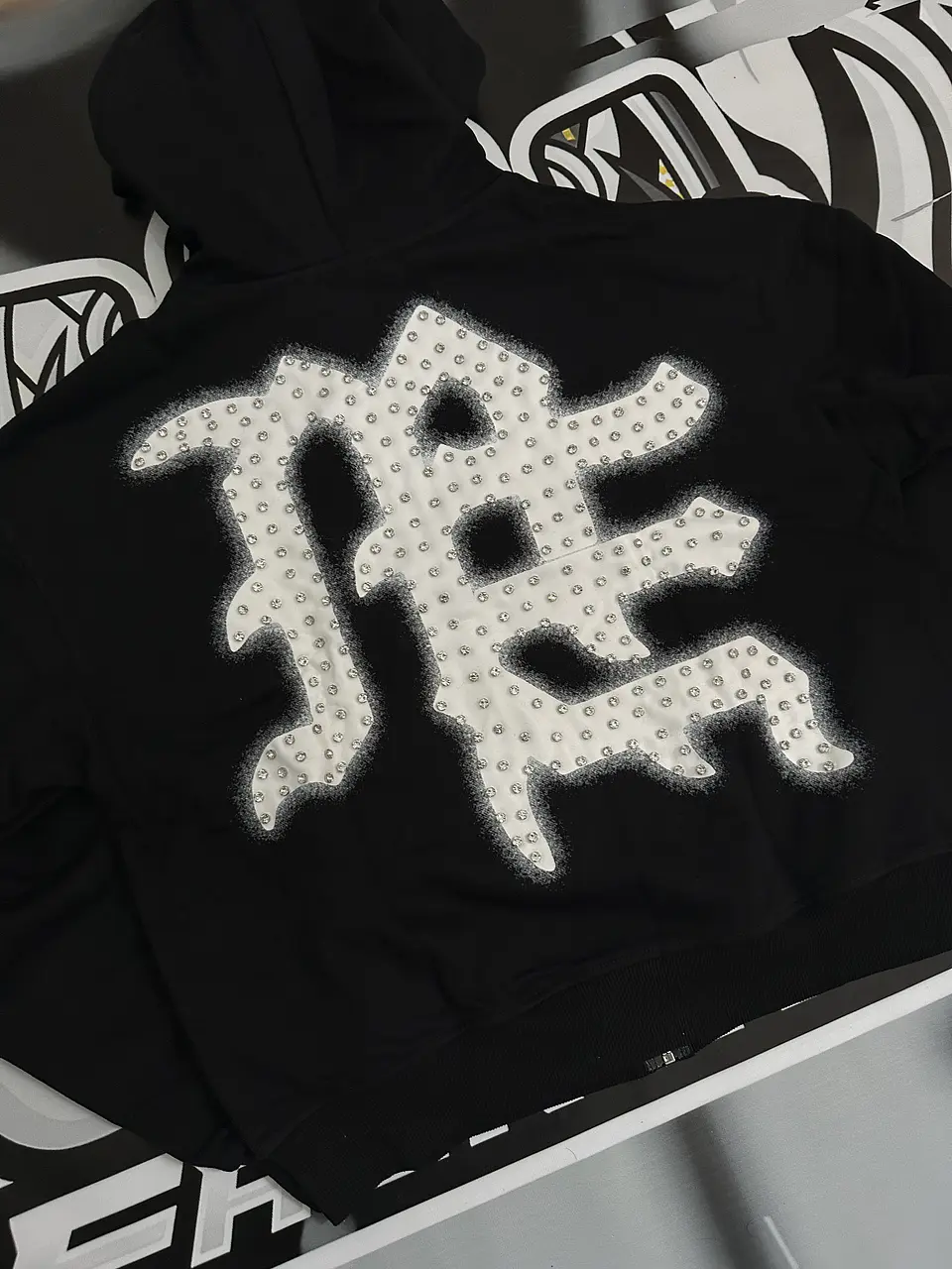Mixed Emotion Black ‘End’ Rhinestone hoodie 4