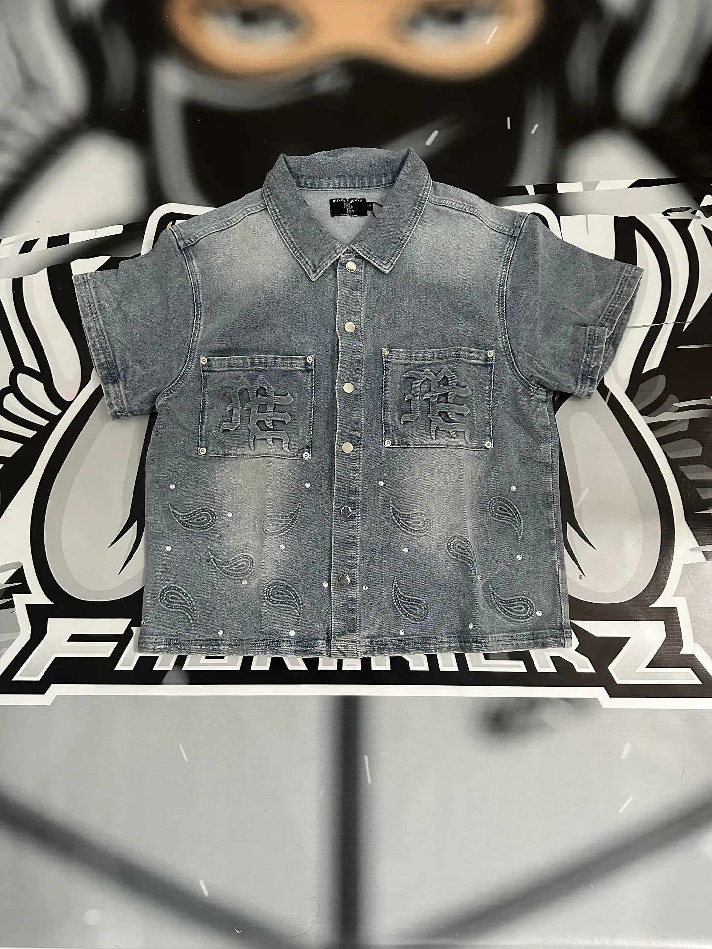 Mixed Emotion ‘Paisley’ Denim Blue Shirt 1