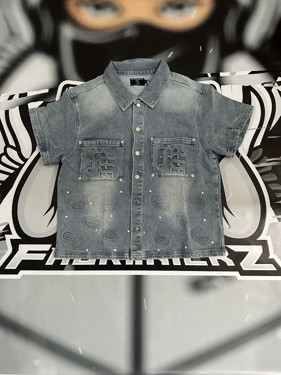 Mixed Emotion ‘Paisley’ Denim Blue Shirt 1