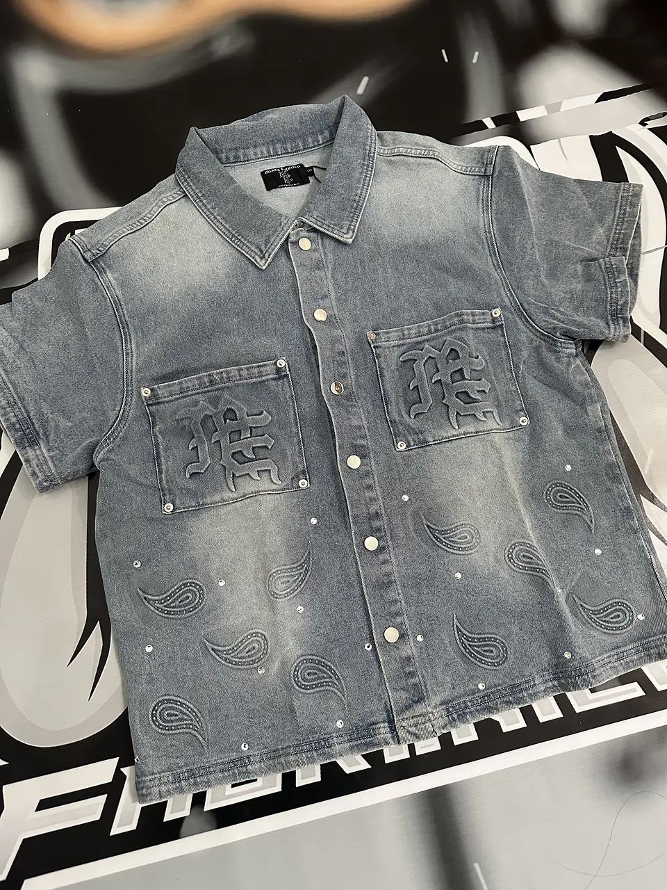 Mixed Emotion ‘Paisley’ Denim Blue Shirt 2