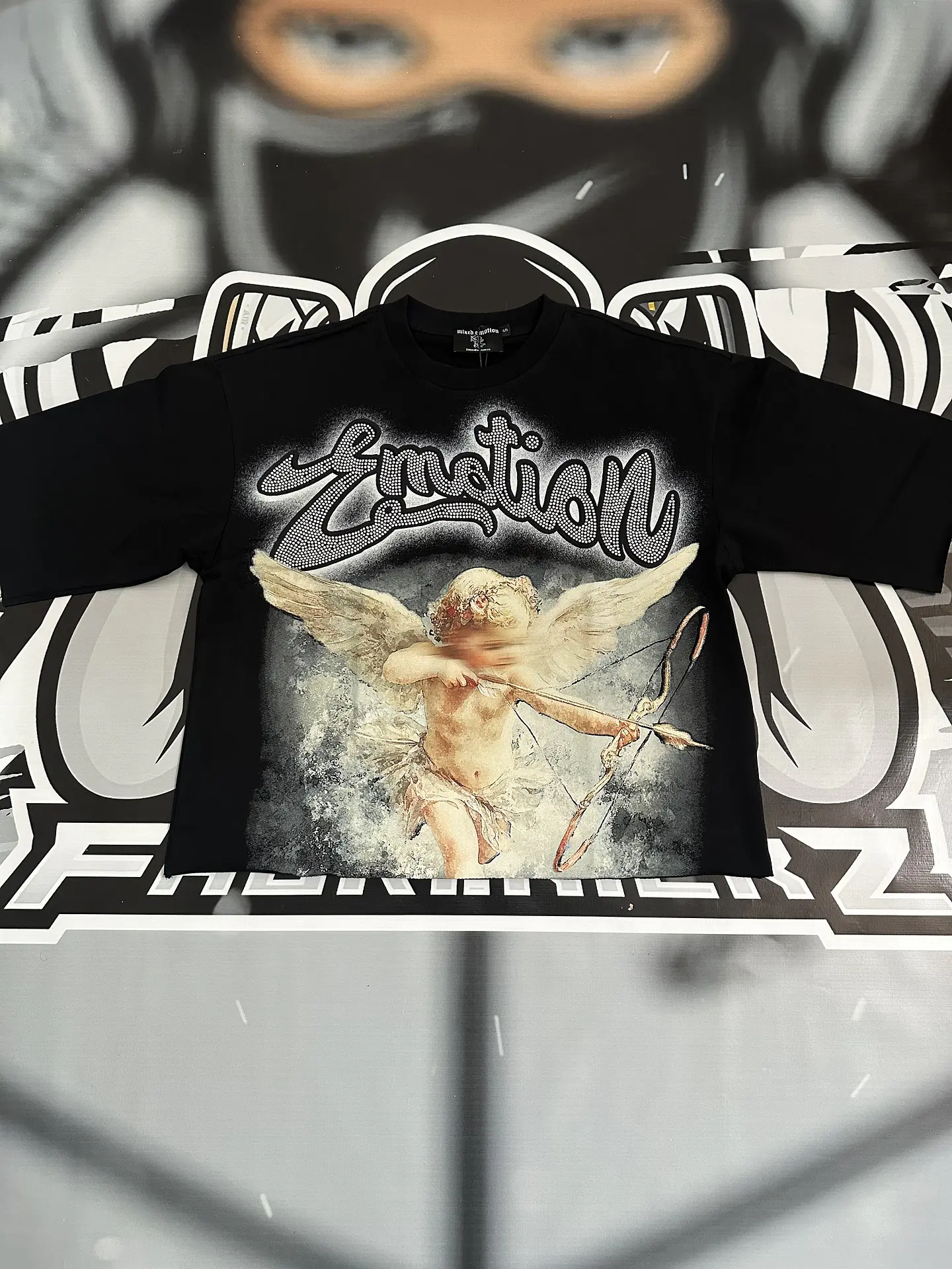 Mixed Emotion Black “Rhinestone” Cropped Tee 1