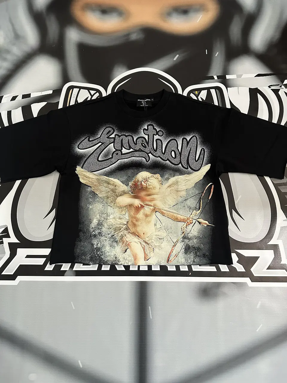 Mixed Emotion Black “Rhinestone” Cropped Tee 1