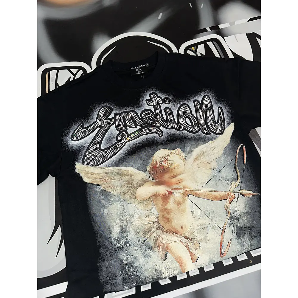 Mixed Emotion Black “Rhinestone” Cropped Tee