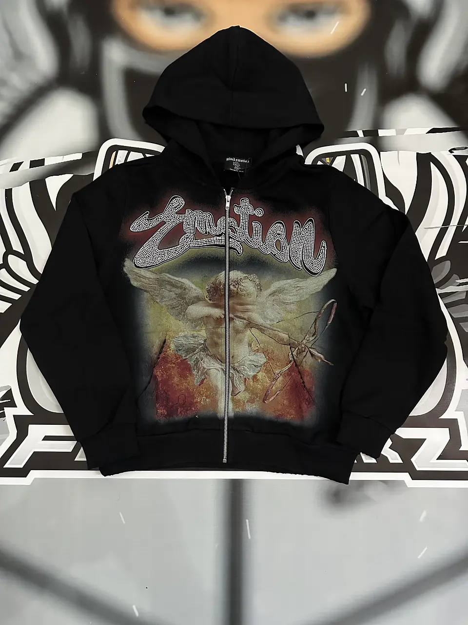 Mixed Emotion Black “Rhinestone” Hoodie  1