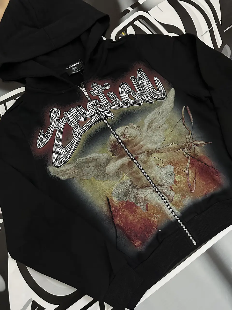 Mixed Emotion Black “Rhinestone” Hoodie  2