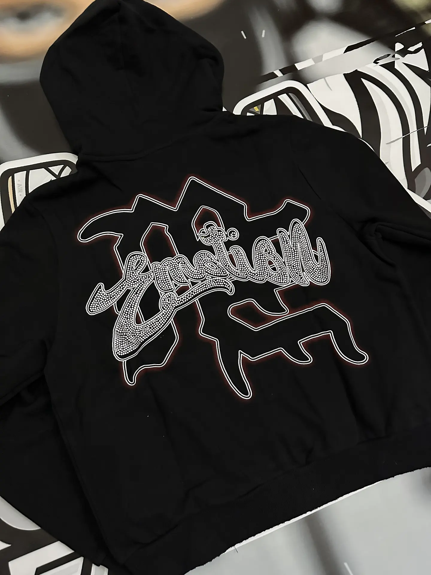 Mixed Emotion Black “Rhinestone” Hoodie  4