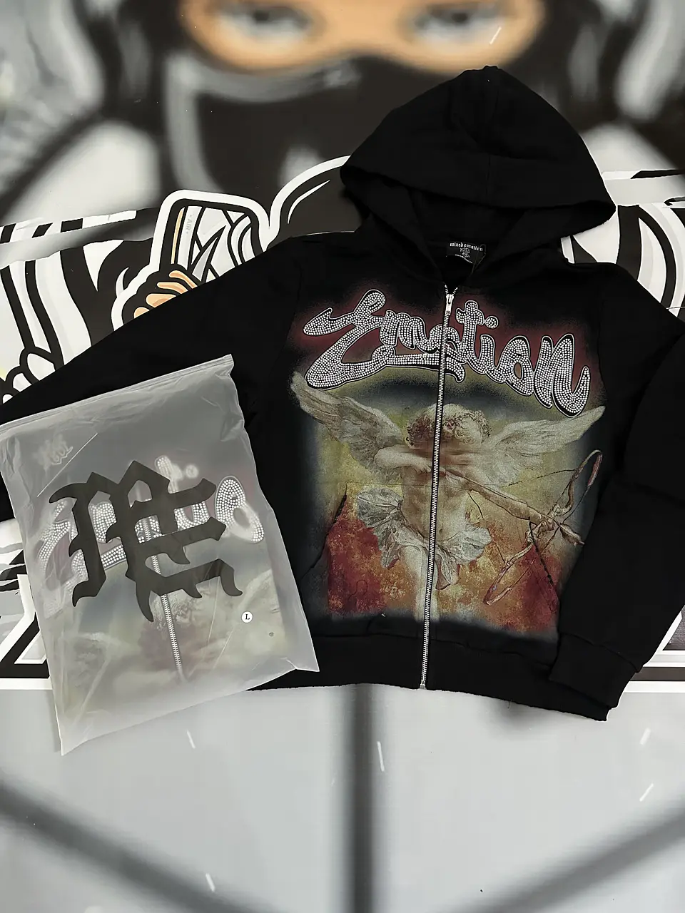 Mixed Emotion Black “Rhinestone” Hoodie  5
