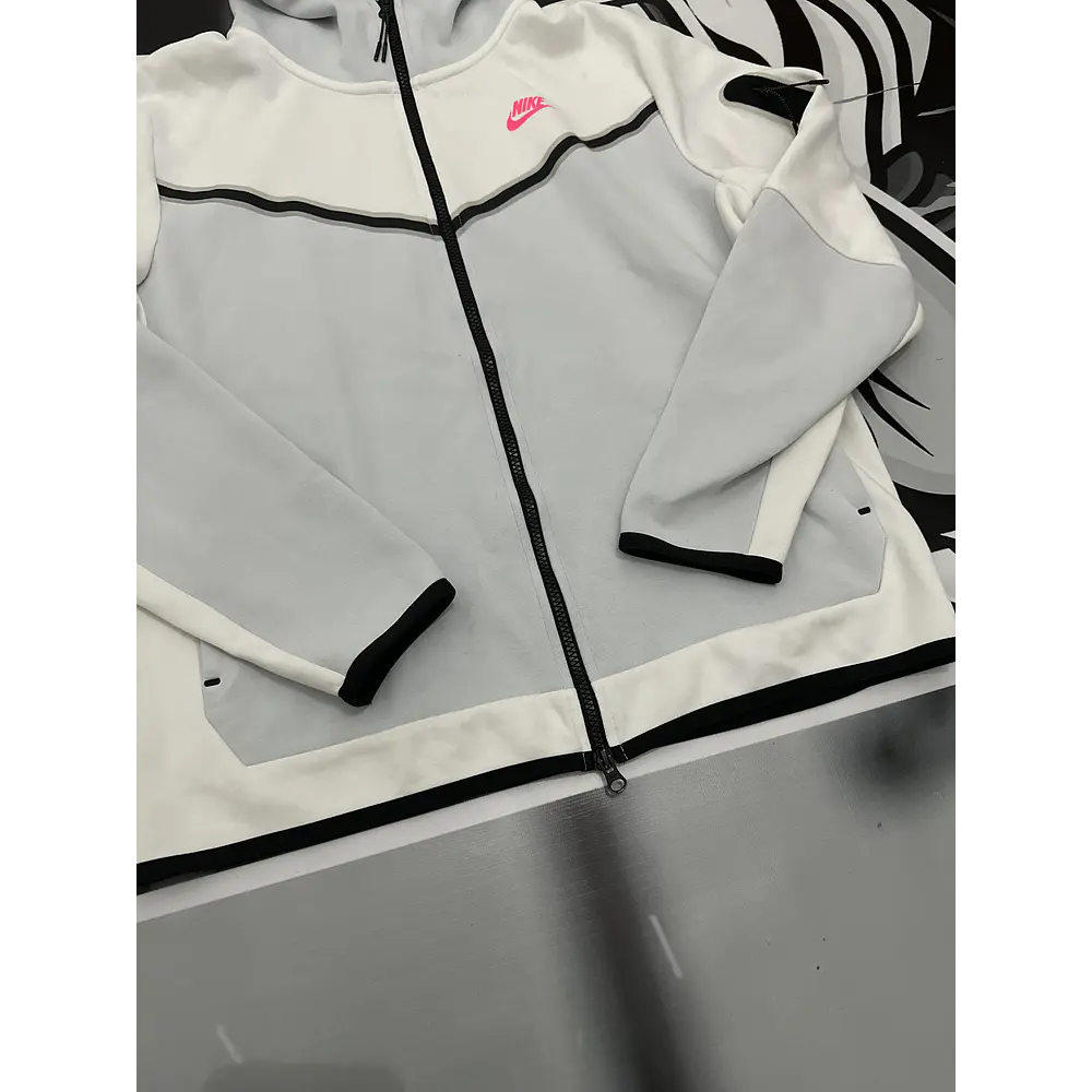 Nike Tech Full Zip - White/Pink and grey USED