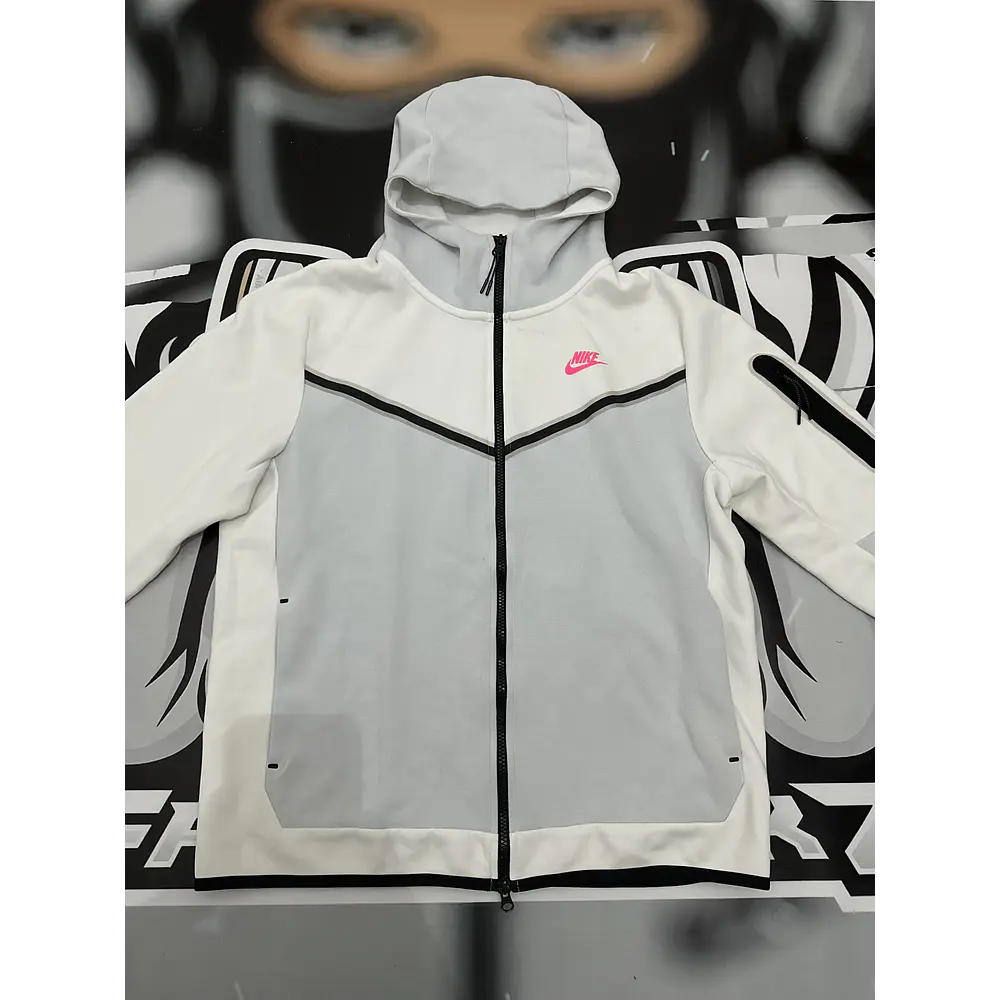 Nike Tech Full Zip - White/Pink and grey USED