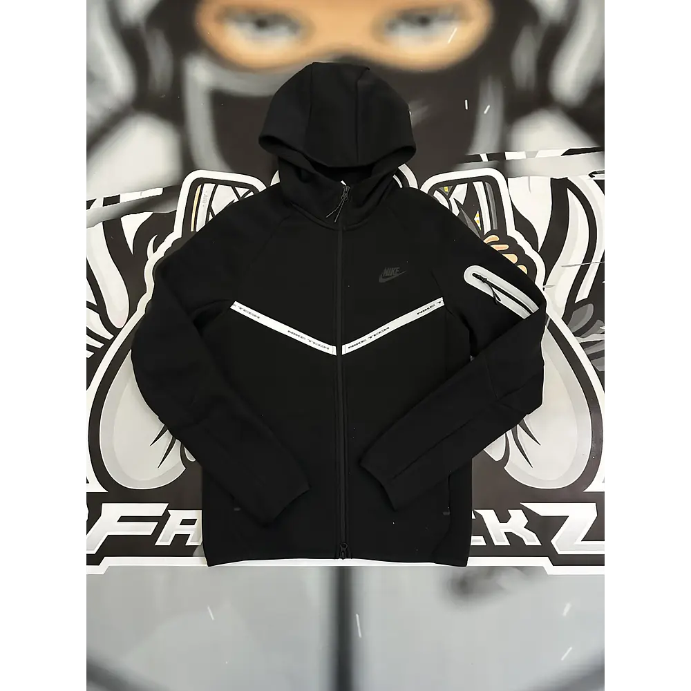 Nike Tech Fleece Reflective Full Zip Hoodie - Black/White