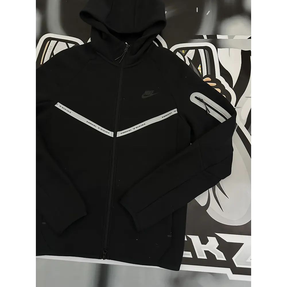 Nike Tech Fleece Reflective Full Zip Hoodie - Black/White