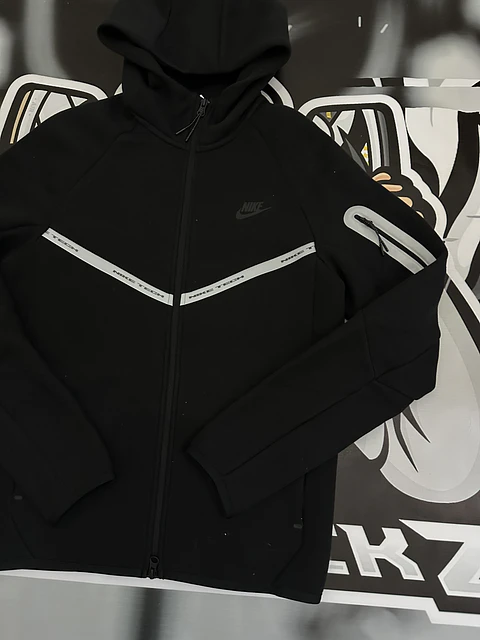 Nike Tech Fleece Reflective Full Zip Hoodie - Black/White
